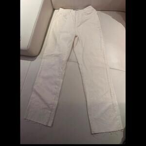 Womens white zara wide leg jeans with distressed hem size 4